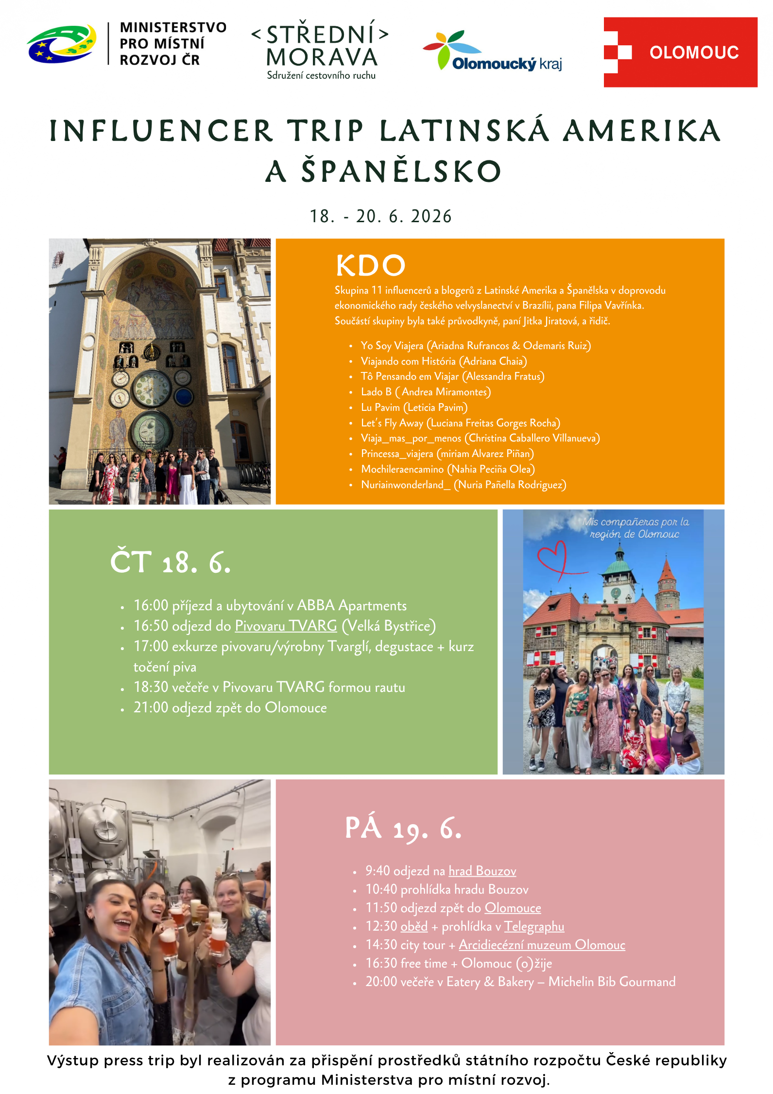 Influencer trip Latinská Amerika a Španělsko 18. - 20. 6. 2026