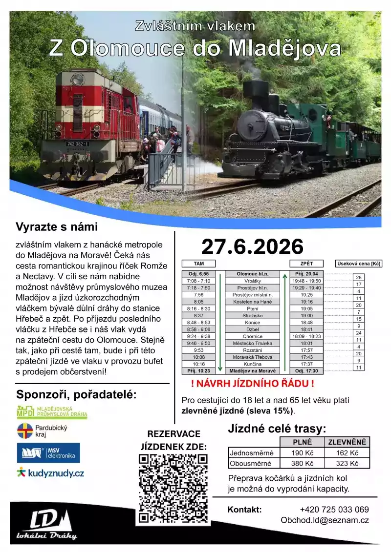 Zvláštním vlakem z Olomouce do Mladějova na Moravě