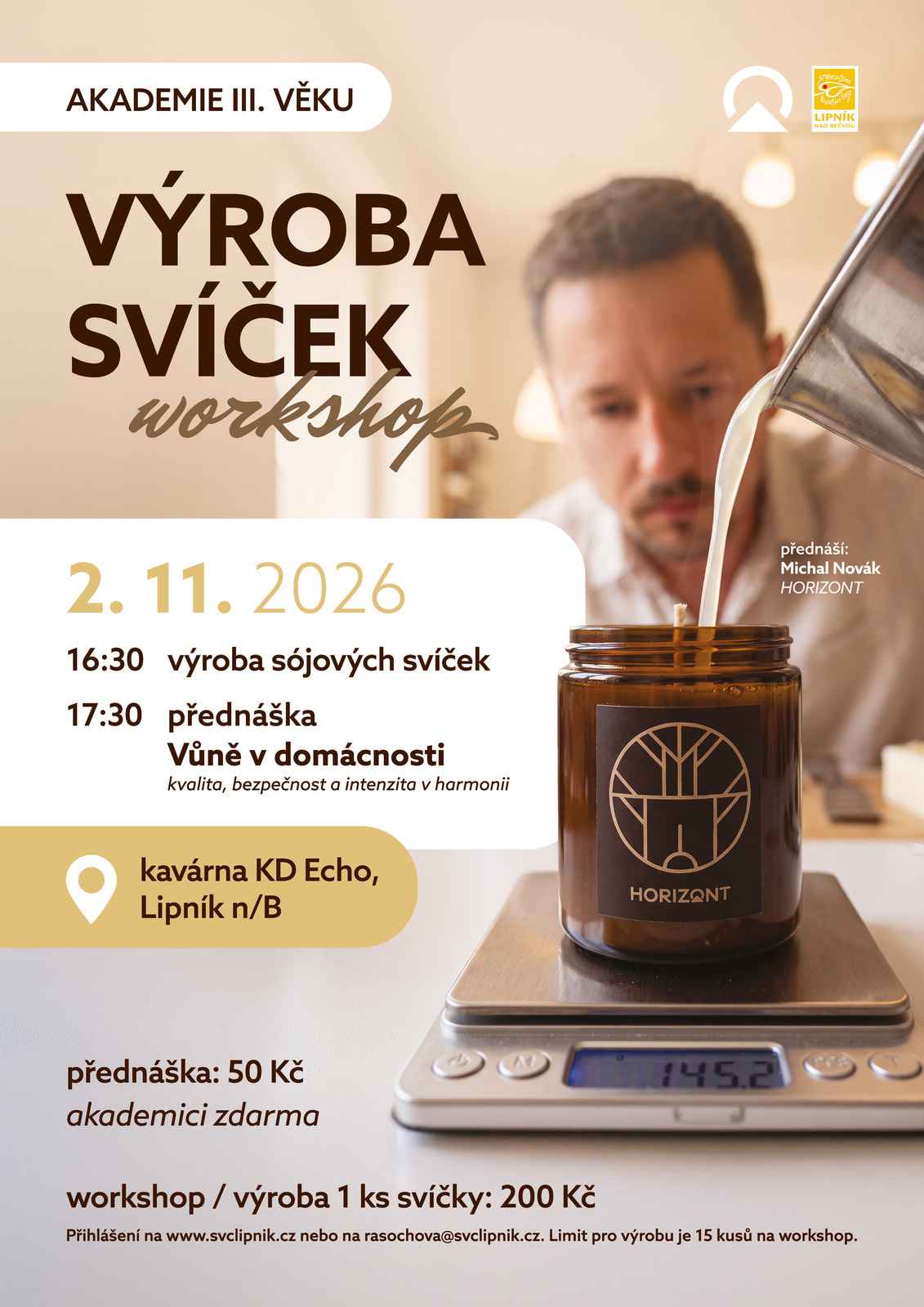 AKADEMIE III. VĚKU PŘINESE VŮNI DOMOVA: VYROBTE SI SÓJOVOU SVÍČKU A OBJEVTE KOUZLO HYGGE