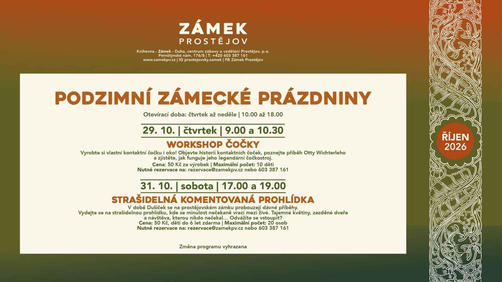 Podzimní zámecké prázdniny