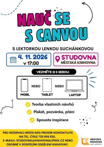 NAUČ SE S CANVOU: WORKSHOP PRO DOSPĚLÉ ZAČÁTEČNÍKY V MĚSTSKÉ KNIHOVNĚ